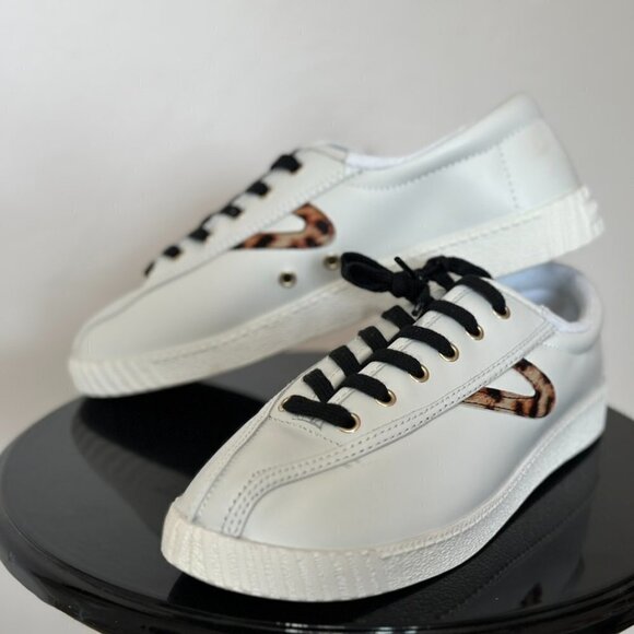 Tretorn Nylite Plus Leather Sneakers in White Leopard - Picture 4 of 15